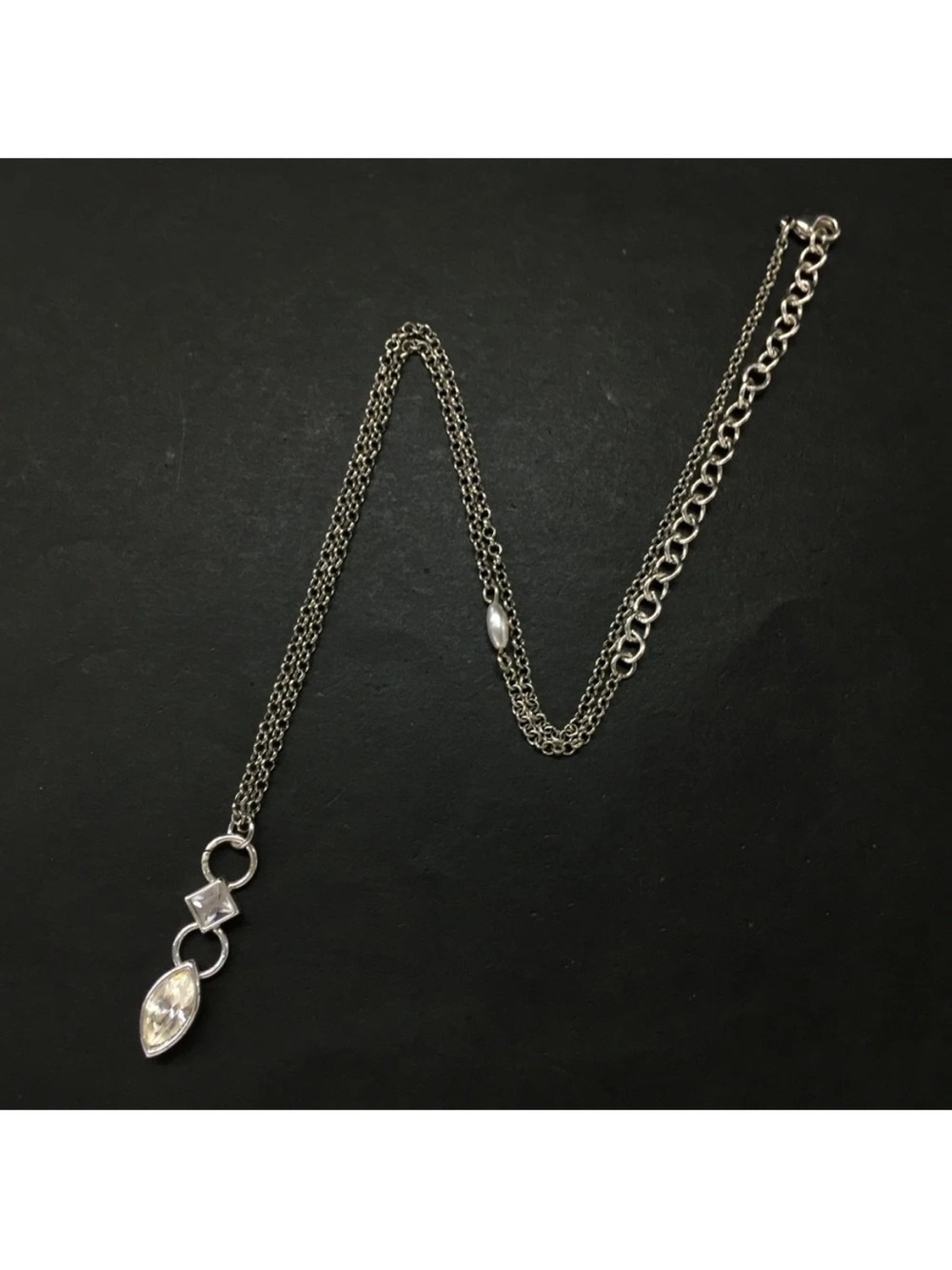 Givenchy Sterling Silver Marquise & Square Pendant Necklace - Silver👝